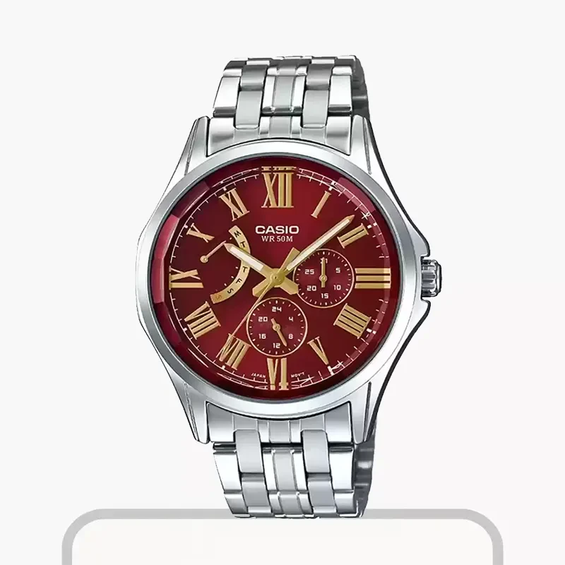 Casio Enticer Maroon Dial Chronograph Men's Watch- MTP-E311DY-4AV